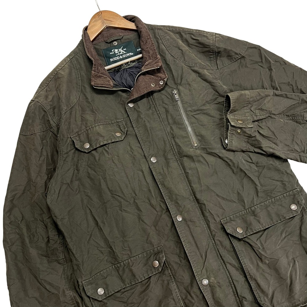 Rodd & Gunn Harper Waxed Field Jacket Men 2XL Forest Green Coat Military Utility